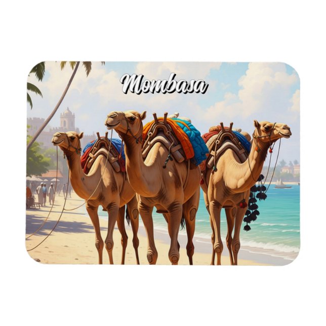 Magnet Flexible Camels sur la plage à Mombasa Kenya (Horizontal)