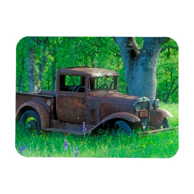 Magnet Flexible Camion antique rouillé dans un pré (Horizontal)