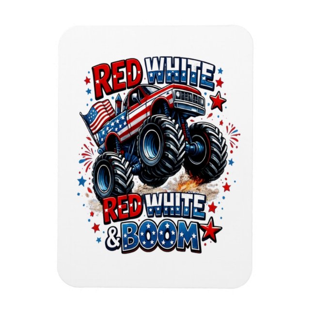 Magnet Flexible Camion monstre Red White Boom (Vertical)