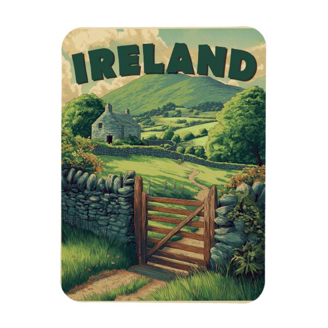 Magnet Flexible Campagne d'Irlande vintage (Vertical)