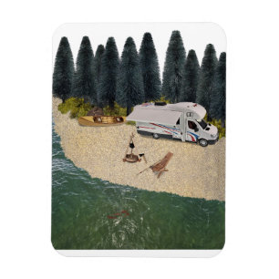 Magnet Flexible Camper RV dans la forêt au bord de l'eau
