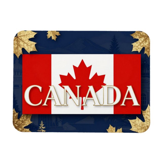 Magnet Flexible 🍁 CANADA Feuille d'érable Bleu Or (Horizontal)