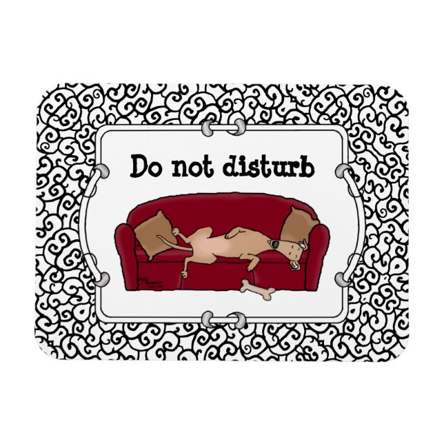 Magnet Flexible Canapé Greyhound (fawn) Chien Lazy Dormir Drôle (Horizontal)