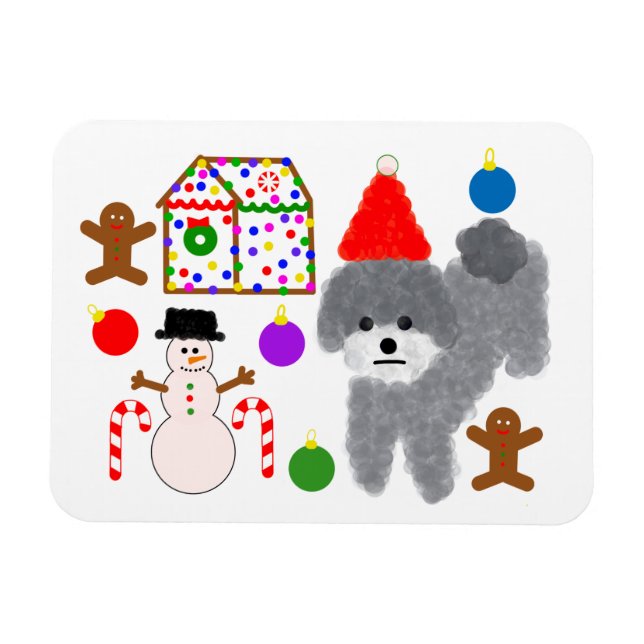 Magnet Flexible Caniche gris Noël #2 Aimant (Horizontal)