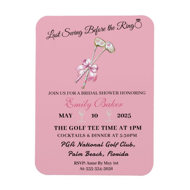 Magnet Flexible Canotier rose golf "Dernier swing avant l'anneau" (Vertical)