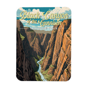 Magnet Flexible Canyon Noir Du Parc National Gunnison Art