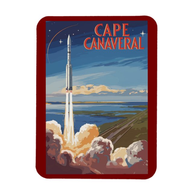 Magnet Flexible Cape Canaveral Florida Peintre Voyage Art Retro (Vertical)