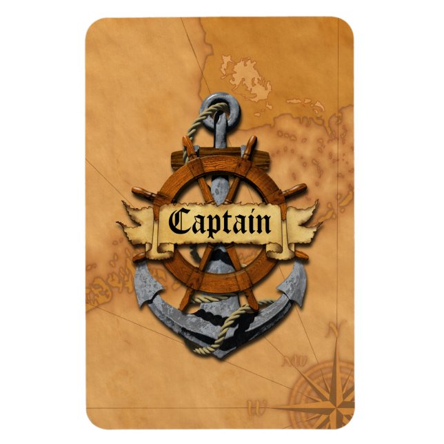 Magnet Flexible Capitaine Ancre Et Roue (Vertical)