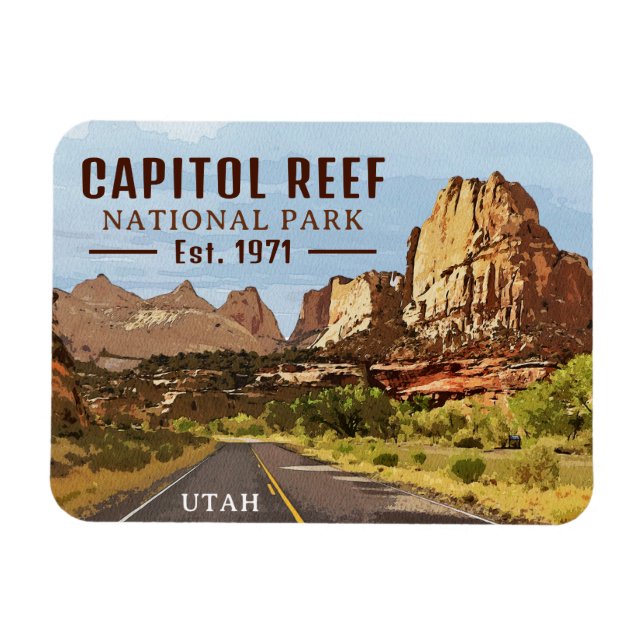 Magnet Flexible Capitol Reef National Park Utah Desert Watercolor (Horizontal)