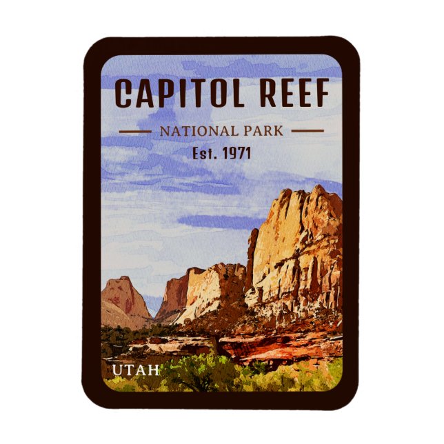 Magnet Flexible Capitol Reef National Park Utah Desert Watercolor (Vertical)
