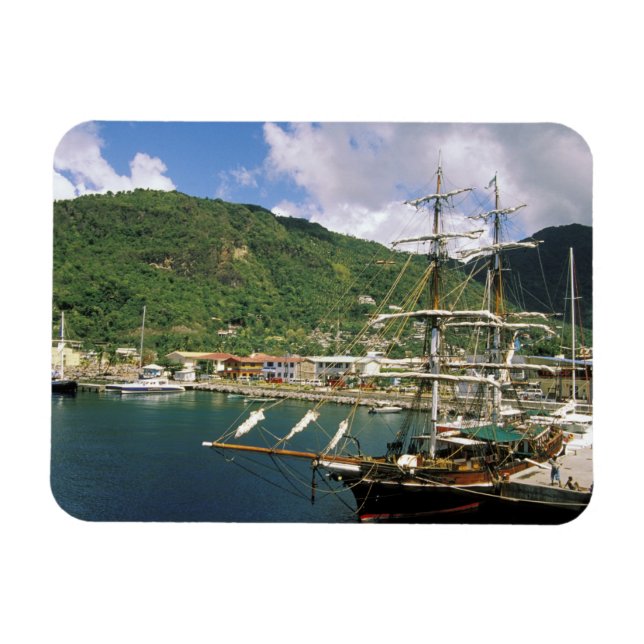 Magnet Flexible Caraïbes, Sainte-Lucie, Soufriere. Bateaux dans (Horizontal)
