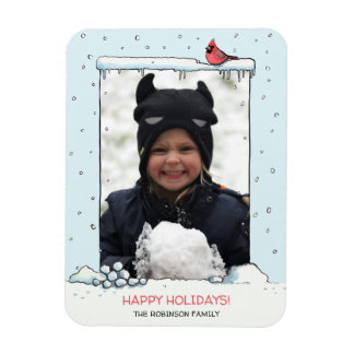 Magnet Flexible Cardinal Christmas card, Cardinal photo Cardinal