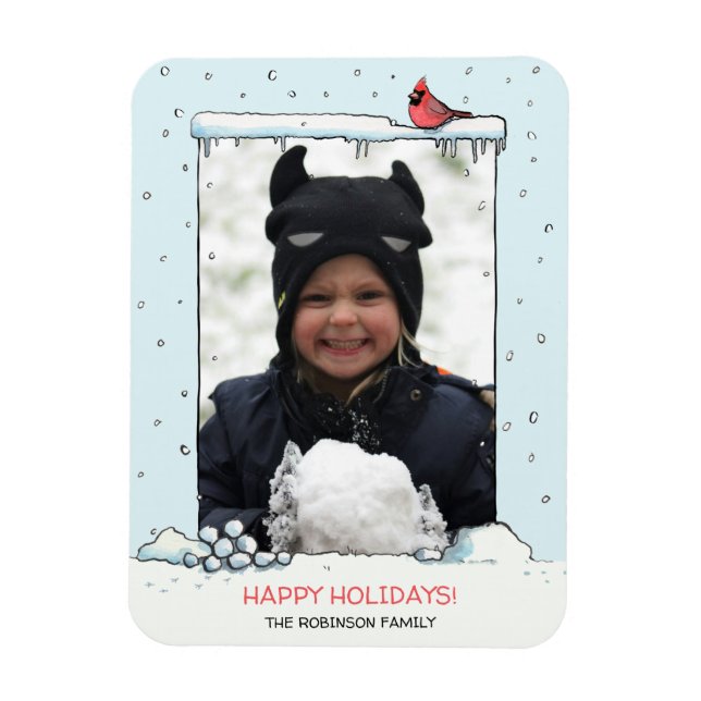 Magnet Flexible Cardinal Christmas card, Cardinal photo Cardinal (Vertical)