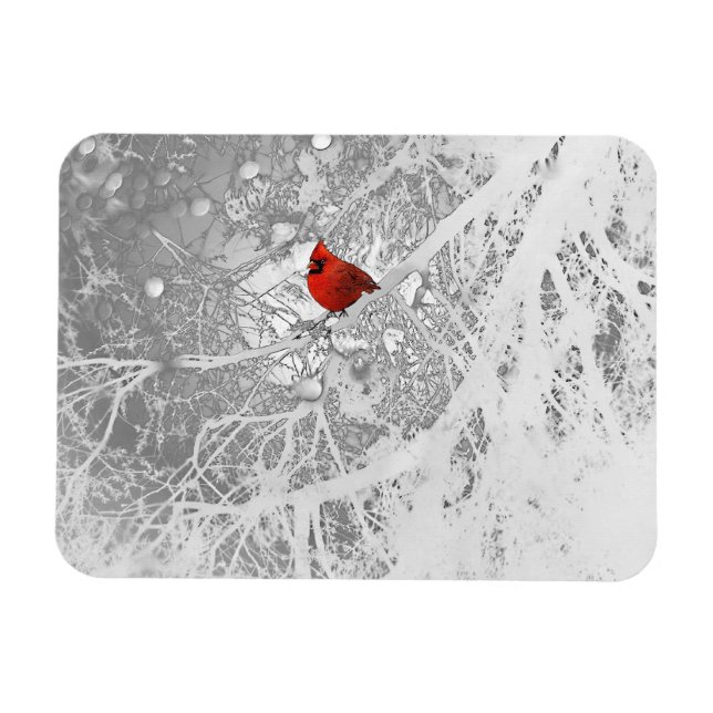 Magnet Flexible Cardinal en hiver (Horizontal)