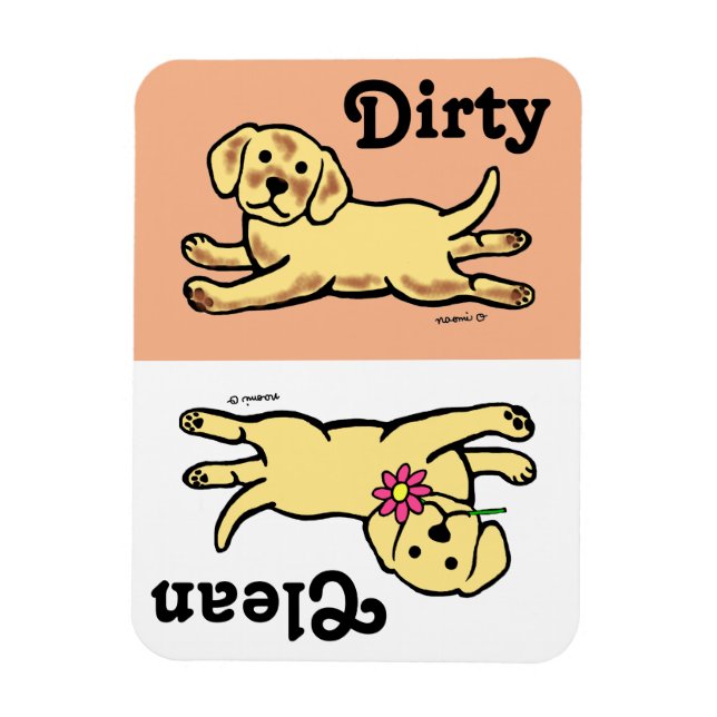 Magnet Flexible Caricature à chiot jaune du Labrador (Vertical)