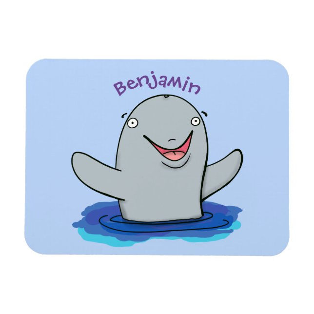 Magnet Flexible Caricature adorable de marsouin (Horizontal)