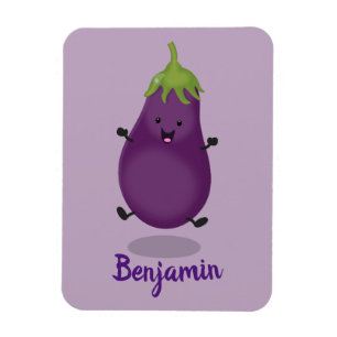 Magnet Flexible Caricature d'aubergine d'aubergine joliment heureu