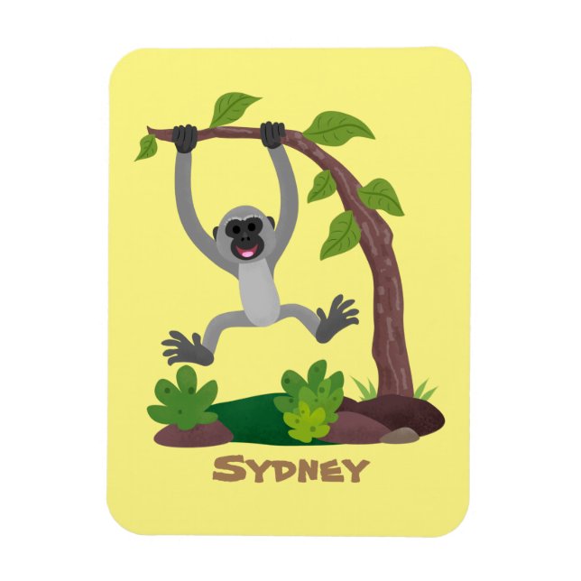 Magnet Flexible Caricature de bande de gibbon joyeux (Vertical)