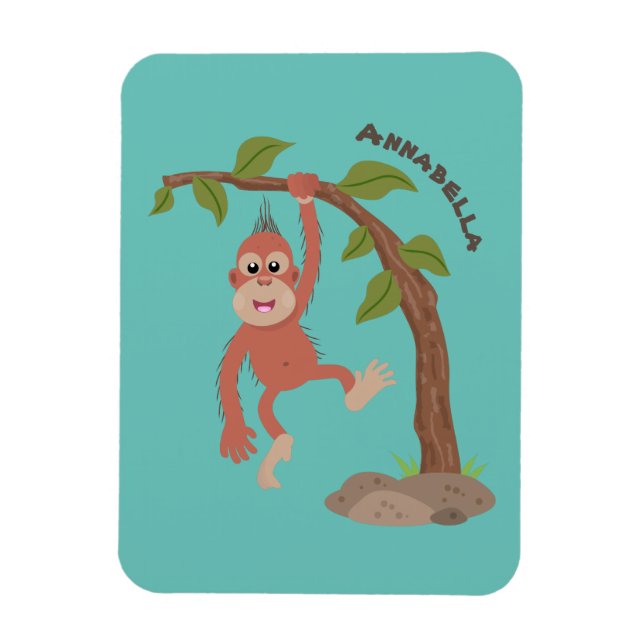 Magnet Flexible Caricature de bébé orangoutan joyeux (Vertical)