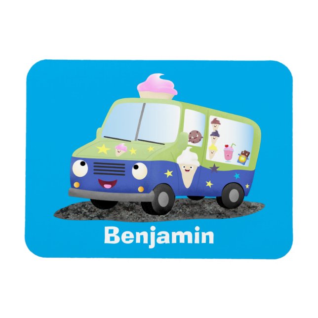 Magnet Flexible Caricature de camion de glace joli (Horizontal)