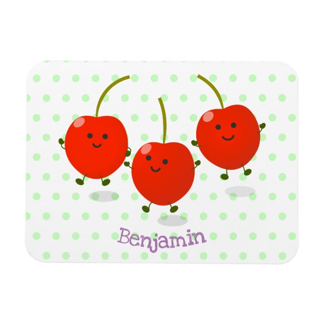 Magnet Flexible Caricature de cerises rouges à sauter mûr (Horizontal)