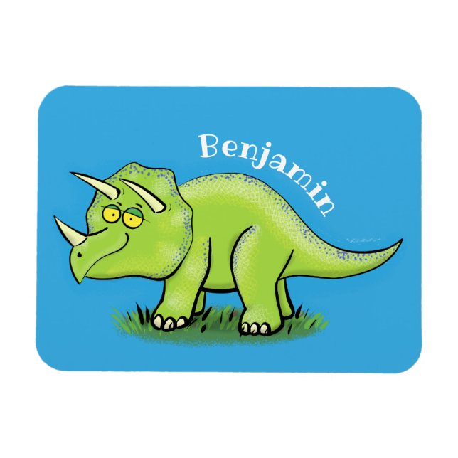 Magnet Flexible Caricature de dinosaure de triceratops vert mignon (Horizontal)