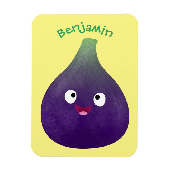 Magnet Flexible Caricature de fruits mauve joyeux aux figues (Vertical)