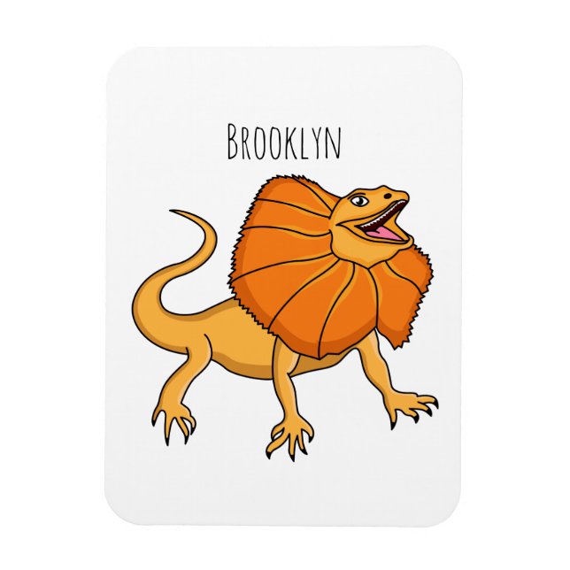 Magnet Flexible Caricature de lézard à col frisé orange (Vertical)