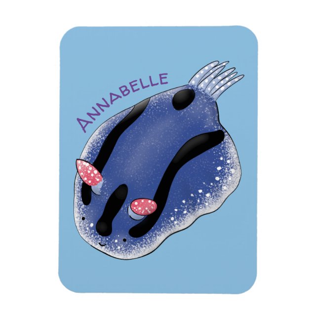 Magnet Flexible Caricature de nudibranche bleu mignon (Vertical)