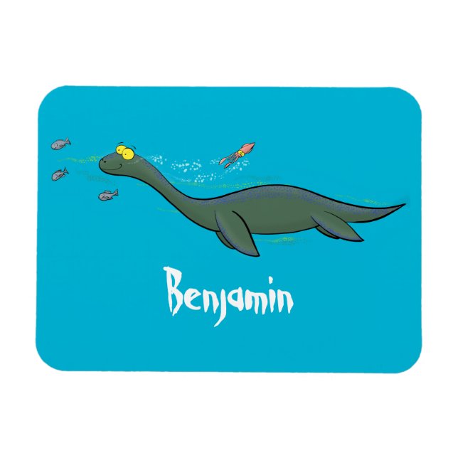 Magnet Flexible Caricature de plesiosaure, monstre marin mignon et (Horizontal)