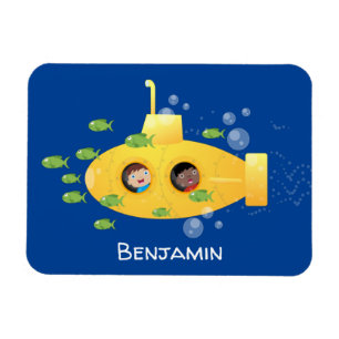 Magnet Flexible Caricature de poisson sous-marin jaune mignon