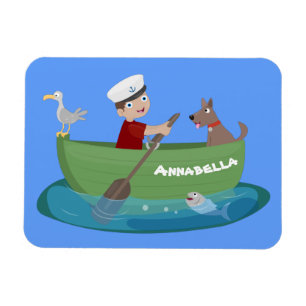 Magnet Flexible Caricature de voilier et de canot à rames garçon m