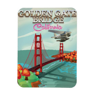 Magnet Flexible Caricature de voyage de Golden Gate Bridge en Cali
