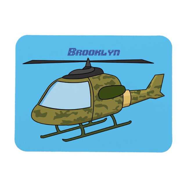 Magnet Flexible Caricature d'hélicoptère camoflage de l'armée (Horizontal)