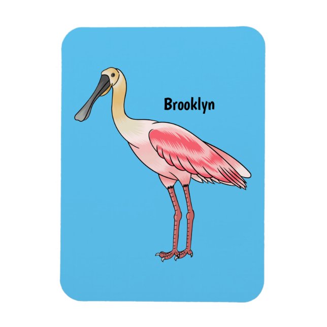 Magnet Flexible Caricature d'oiseau de spatule de rose (Vertical)