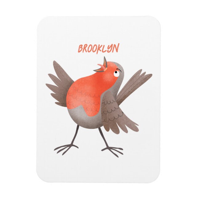 Magnet Flexible Caricature d'oiseau rouge chantant mignon (Vertical)