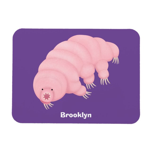 Magnet Flexible Caricature d'ours d'eau tardigrade rose mignon (Horizontal)