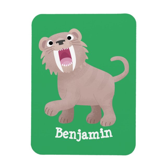 Magnet Flexible Caricature du tigre mignon Saber Toothed Smilodon (Vertical)