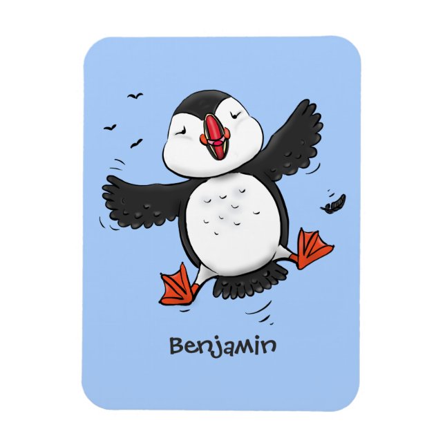 Magnet Flexible Caricature en bleu bouffin joyeux (Vertical)