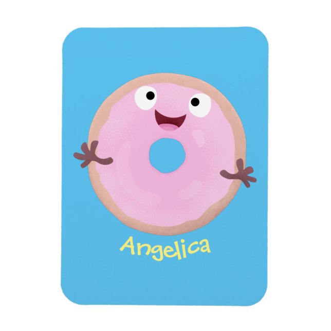 Magnet Flexible Caricature joli beignet rose vitré (Vertical)