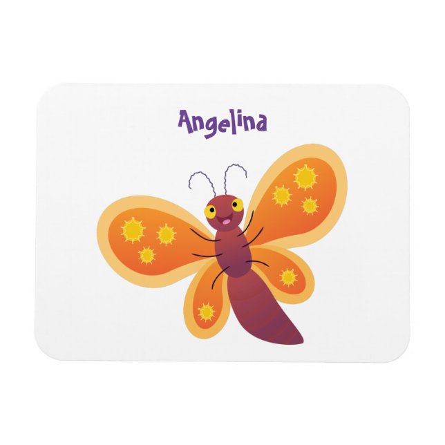 Magnet Flexible Caricature joli papillon orange (Horizontal)
