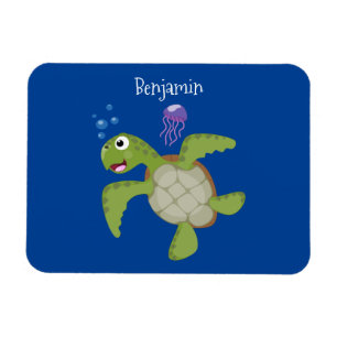 Magnet Flexible Caricature joyeuse de la tortue de mer verte