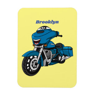 Magnet Flexible Caricature joyeux bleu moto