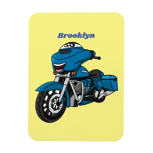 Magnet Flexible Caricature joyeux bleu moto (Vertical)