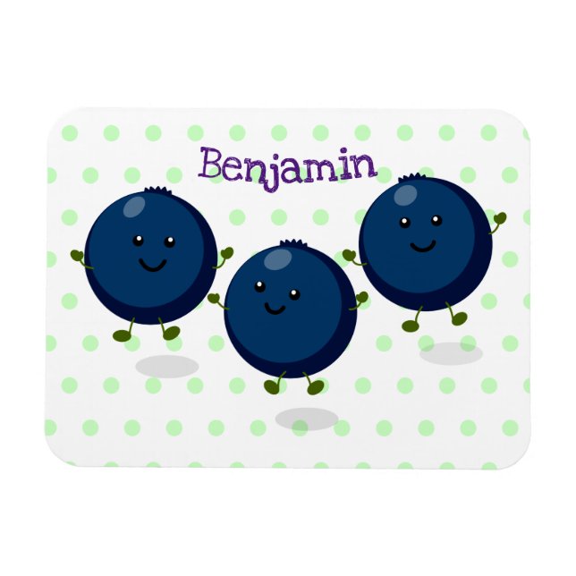 Magnet Flexible Caricature mignonne de bleuets violets (Horizontal)