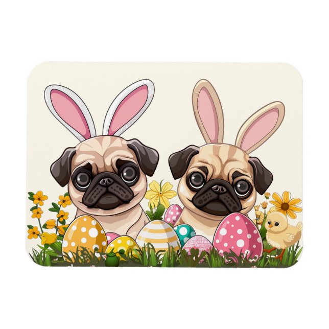 Magnet Flexible Carlin de Pâques Chiens Lapin Oreilles (Horizontal)