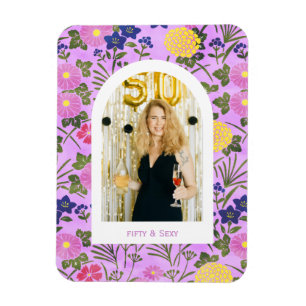 Magnet Flexible carnet de photo de 50e anniversaire floral élégant