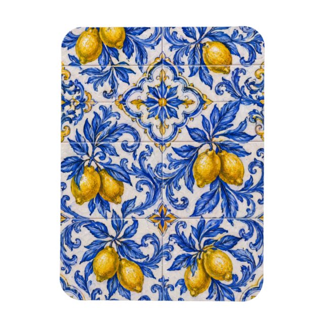 Magnet Flexible Carreau d'azulejo citron bleu (Vertical)