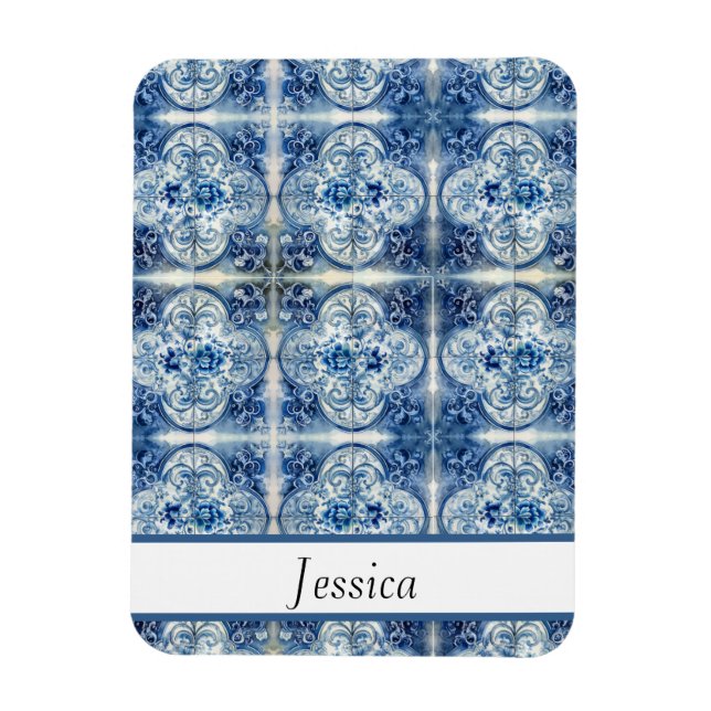 Magnet Flexible Carreaux d'antiquité en Delft Blue personnalisable (Vertical)