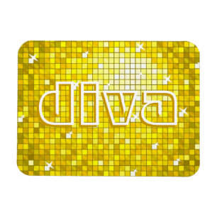 Magnet Flexible Carreaux Disco Aimant "diva" jaune